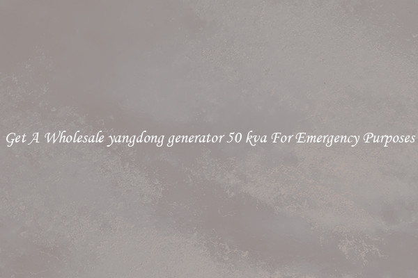 Get A Wholesale yangdong generator 50 kva For Emergency Purposes