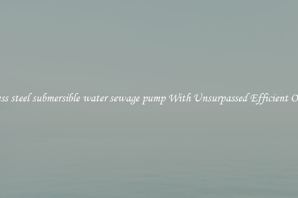 stainless steel submersible water sewage pump With Unsurpassed Efficient Outputs
