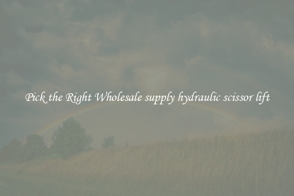 Pick the Right Wholesale supply hydraulic scissor lift