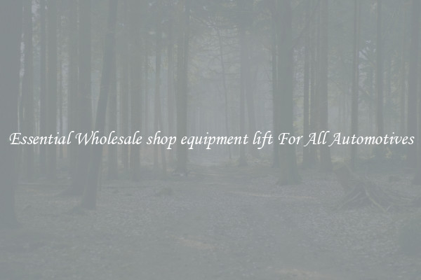 Essential Wholesale shop equipment lift For All Automotives
