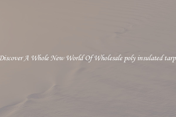 Discover A Whole New World Of Wholesale poly insulated tarps